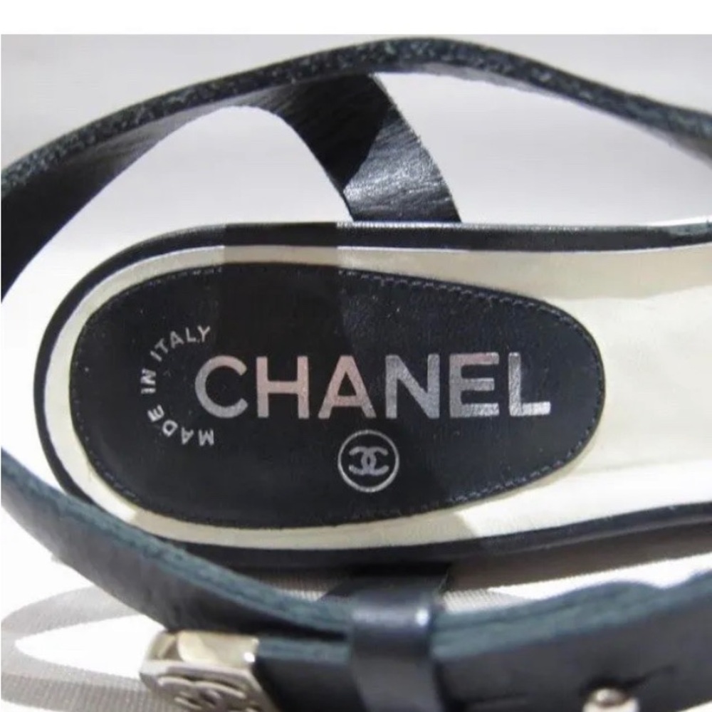 auth CHANEL size 38 BLOCK HEEL PLATFORM sandals - Picture 9 of 10